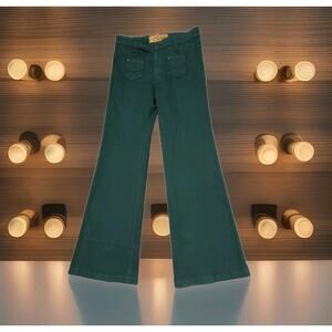 VTG 70's Dittos Flare High Waisted Women’s Green Wide Leg Deadstock 27 NOWT